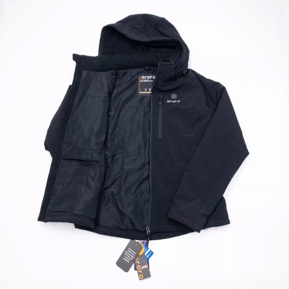 Ororo Heated Jacket Women's Small Hooded Full Zip Winter Ski Coat Black Outdoor